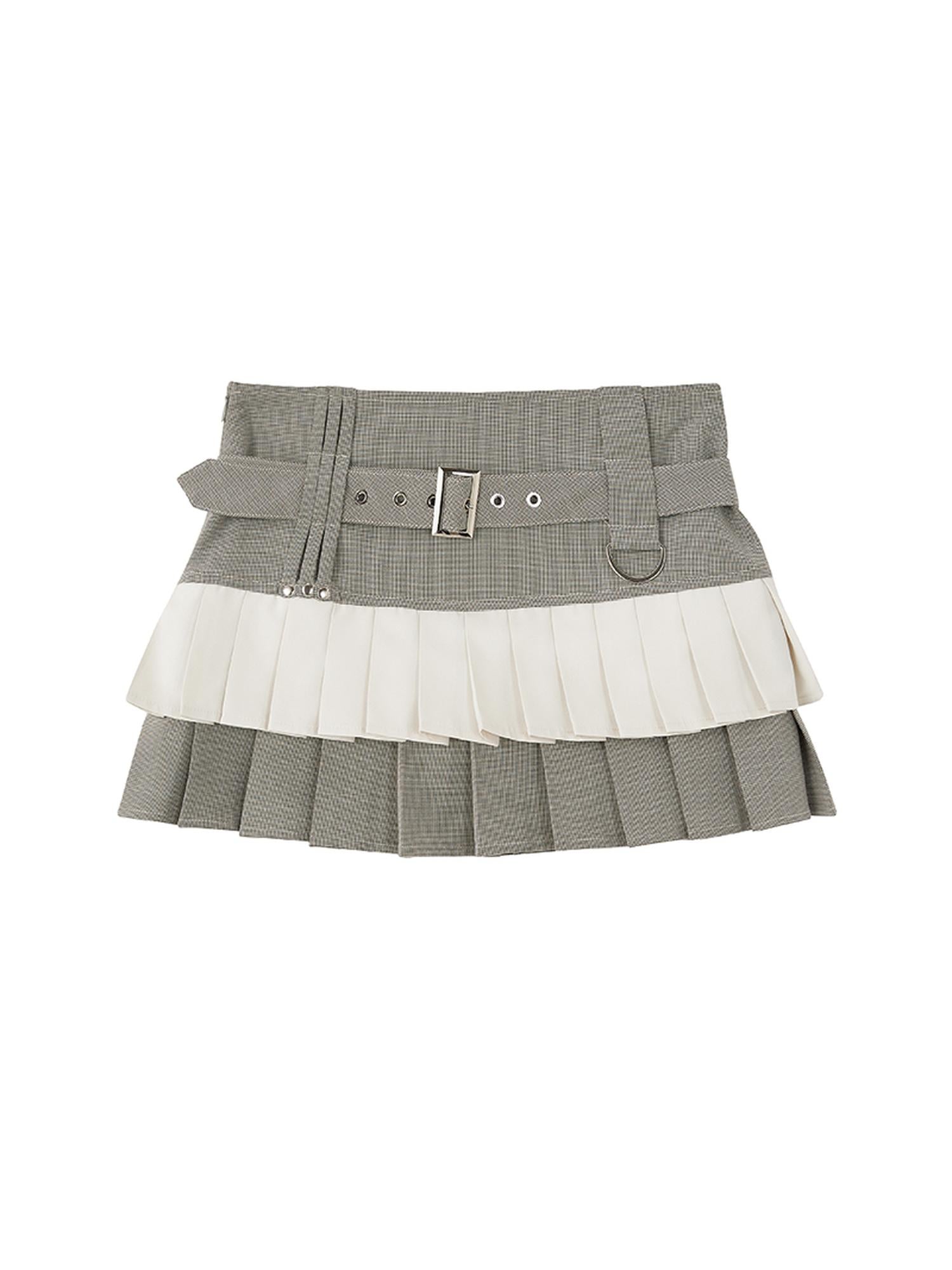 DIDDI MODA Retro Checkered Halter Set With Ruffled Skirt