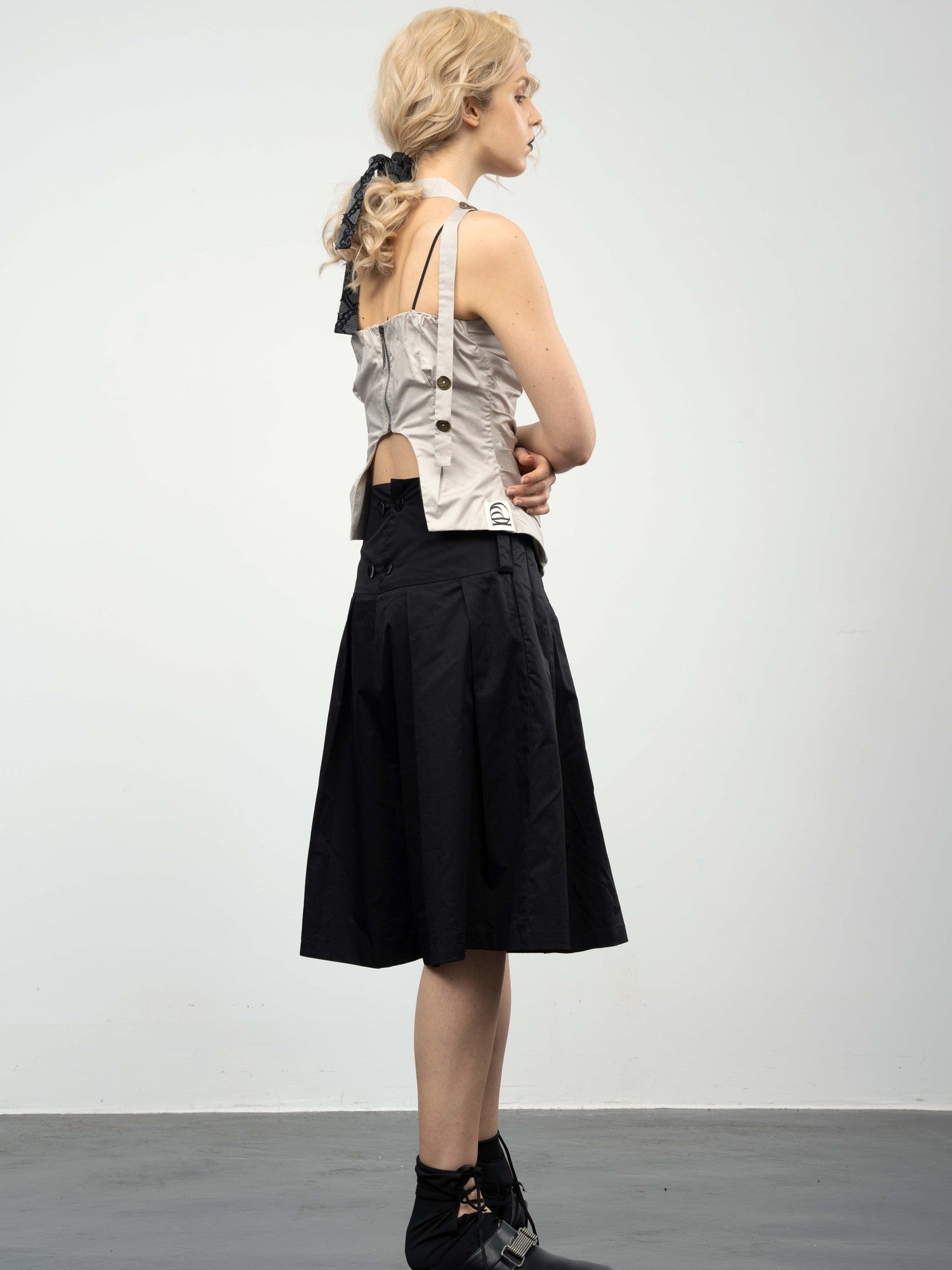 popoop Asymmetric Ruched Multiway Neck Tie Women&