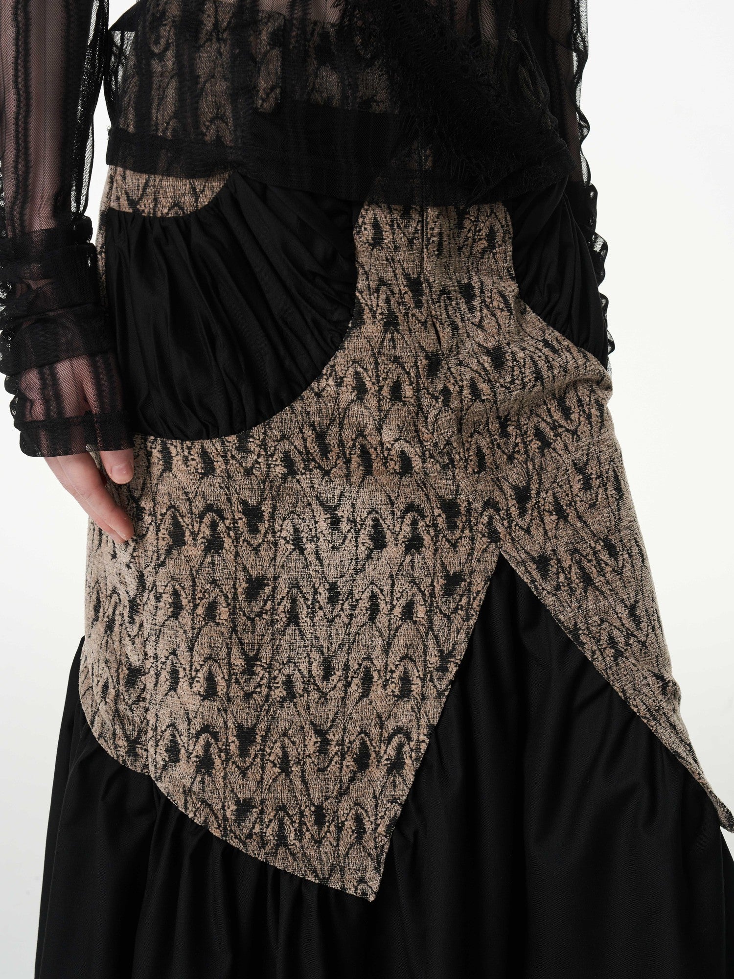 popoop Asymmetrical Jacquard Patchwork Fitted Hip Women&
