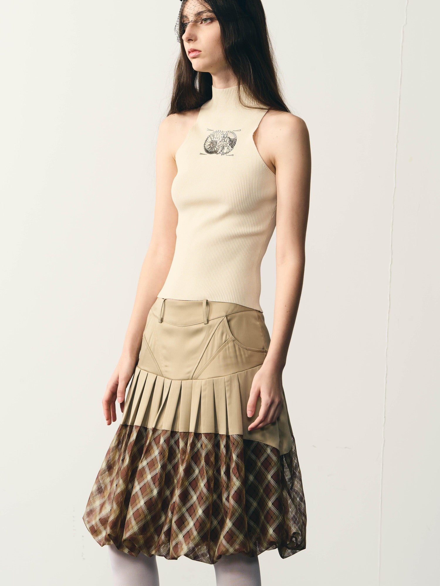 popoop Beige Slim Metallic Texture Heat Transfer Label Women&