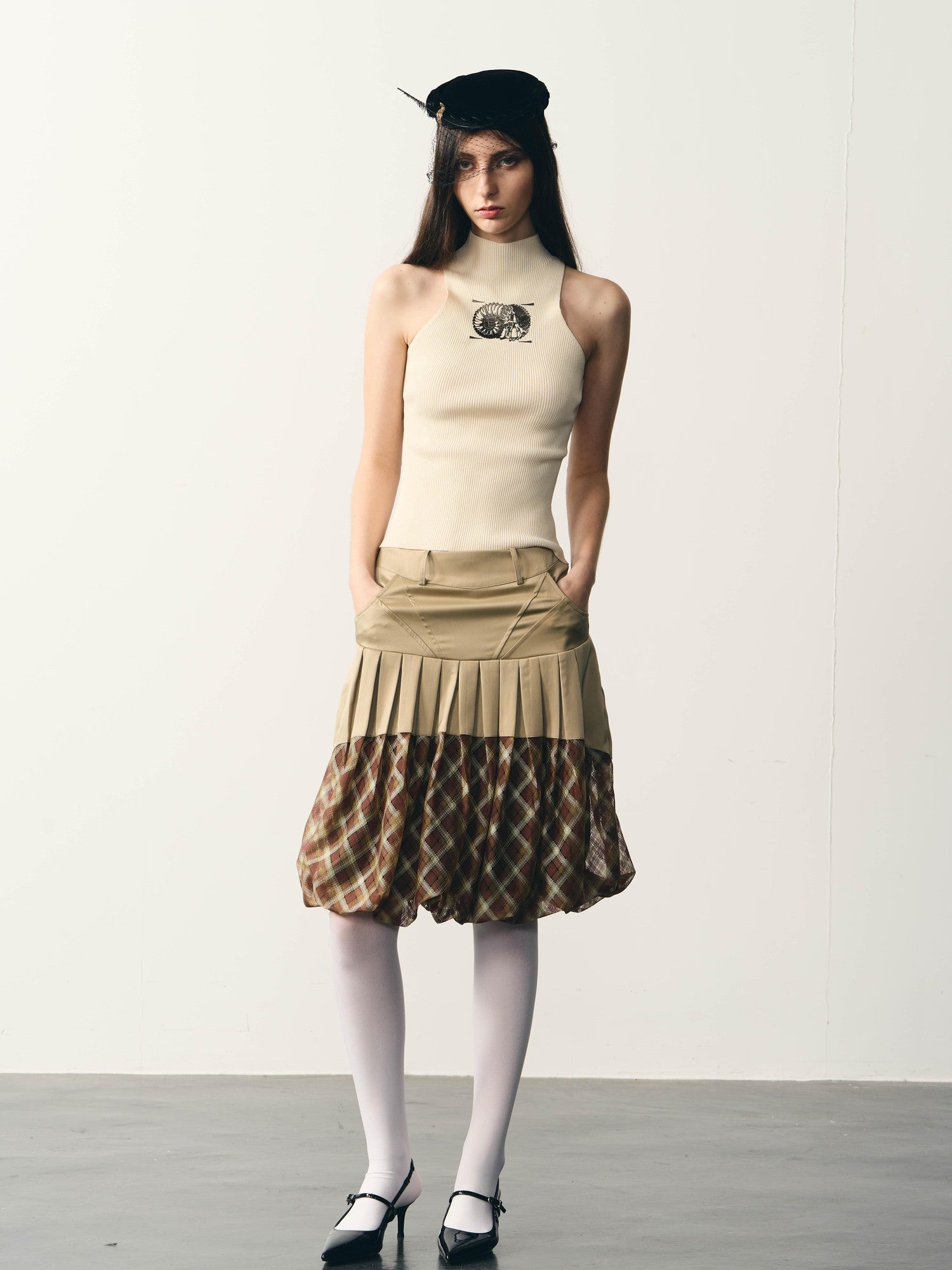 popoop Beige Slim Metallic Texture Heat Transfer Label Women&