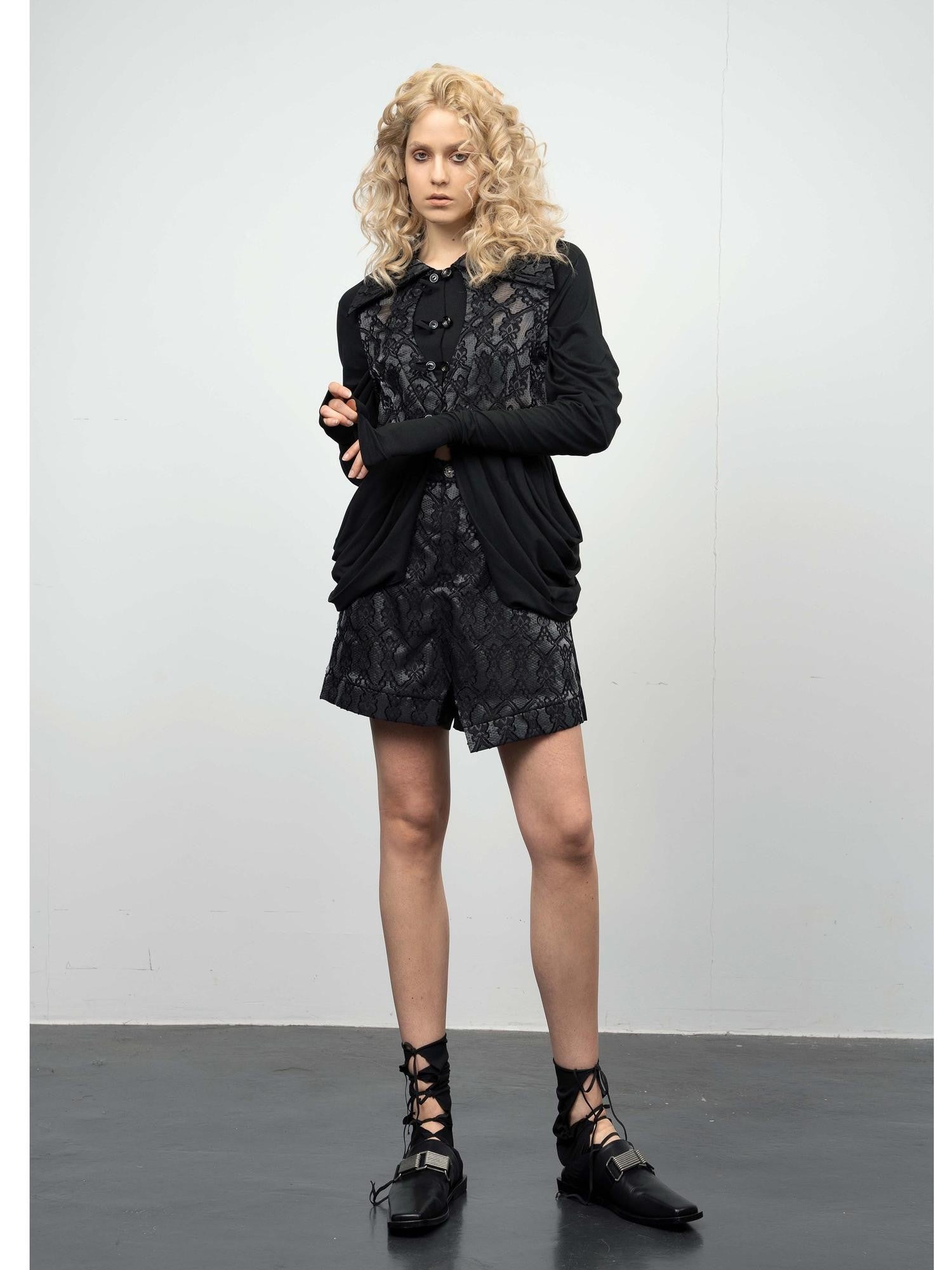 popoop Handcrafted Heavy Cut Jacquard Panel Spliced Women&