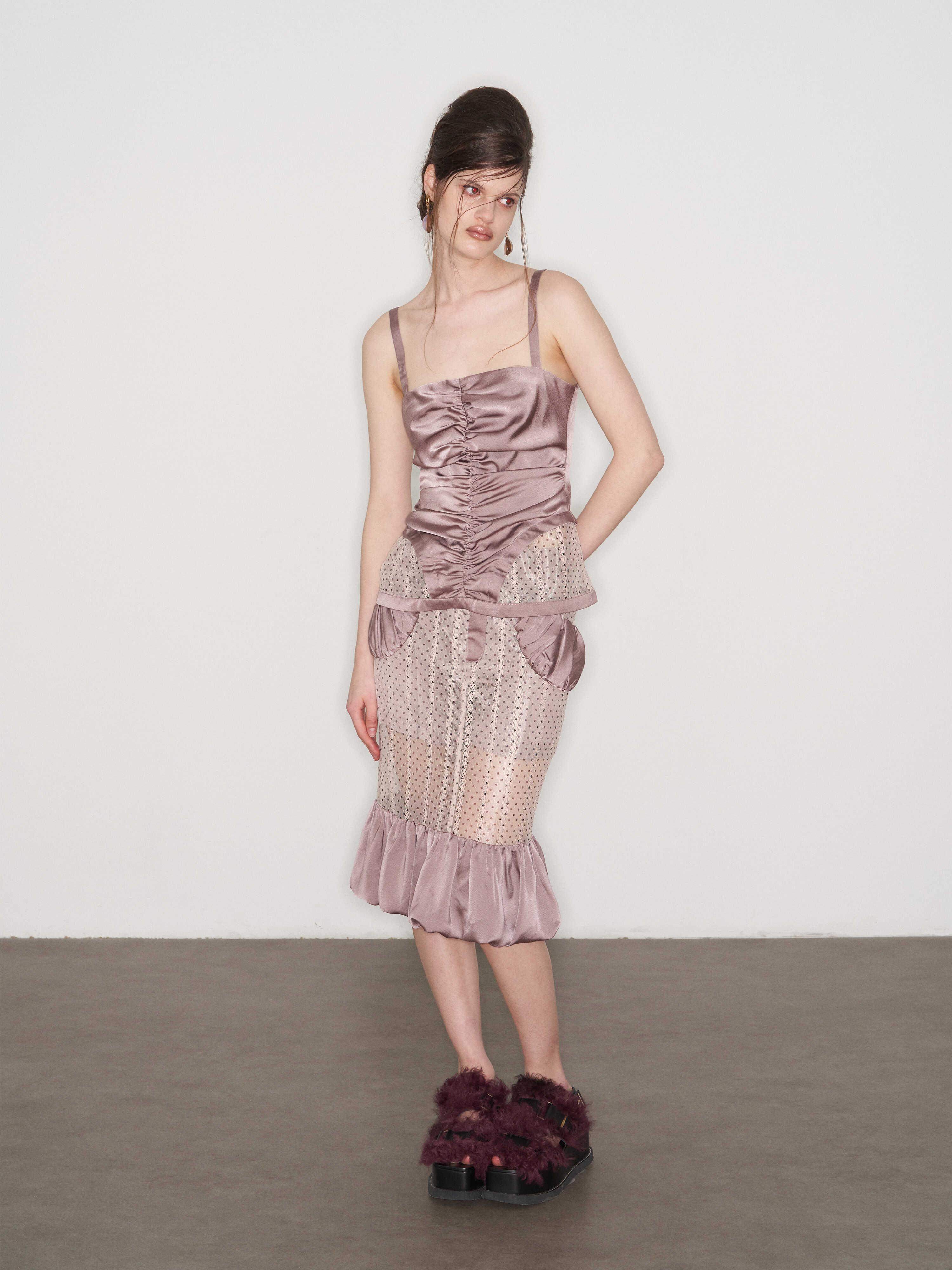 popoop_Lilac_Pleated_Lustrous_Polka_Dot_Lace_Cami_Women&
