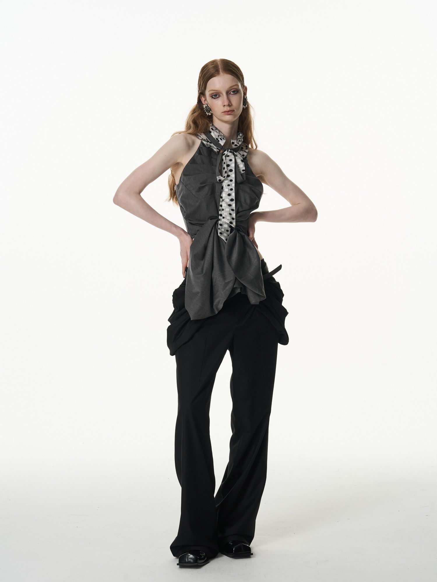 popoop Longline Stacked Pleat Mid Rise Tailored Women&