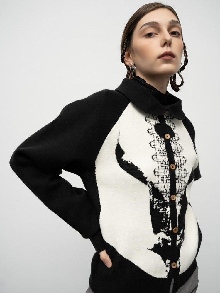 popoop Sweater Textured Jacquard Women&