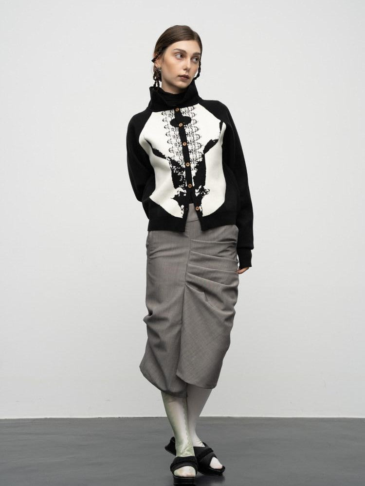 popoop Sweater Textured Jacquard Women&
