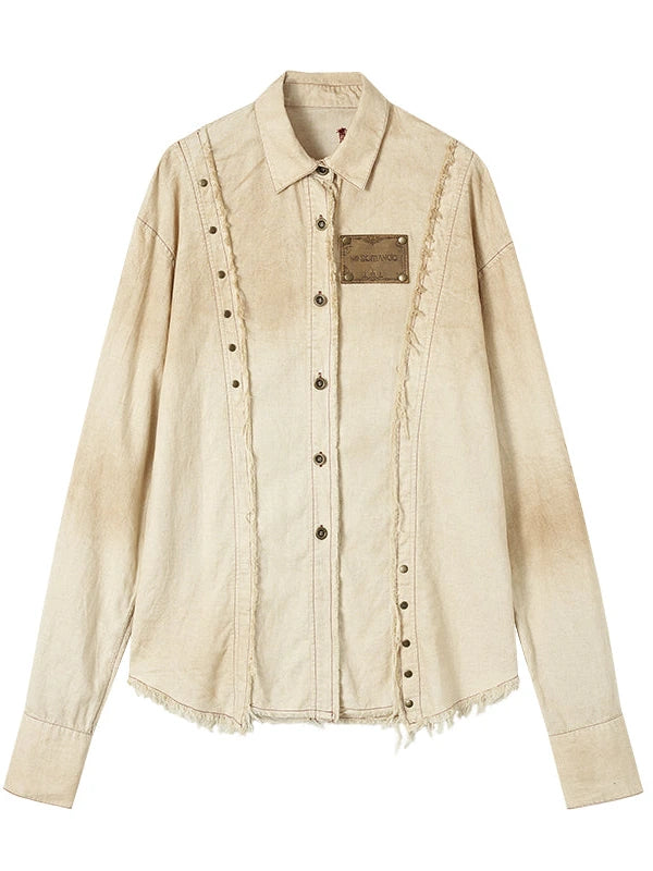 Vintage Washed Punk Loose Cotton Linen Shirt For Women