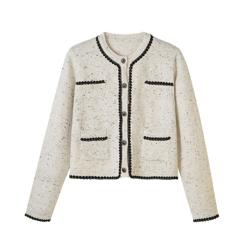 DIDDI MODA Elegant Knit Tweed Set With Lace Trim
