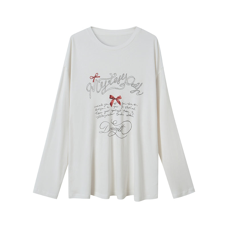 DIDDI MODA Butterfly Bow Silk Print Blouse
