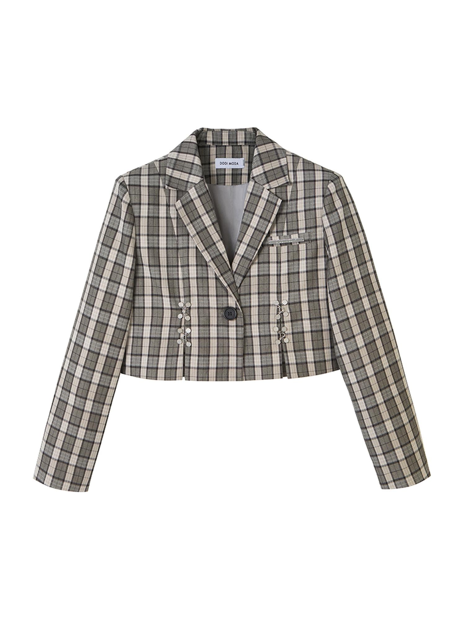 DIDDI MODA Vintage Plaid Schoolgirl Blazer Set