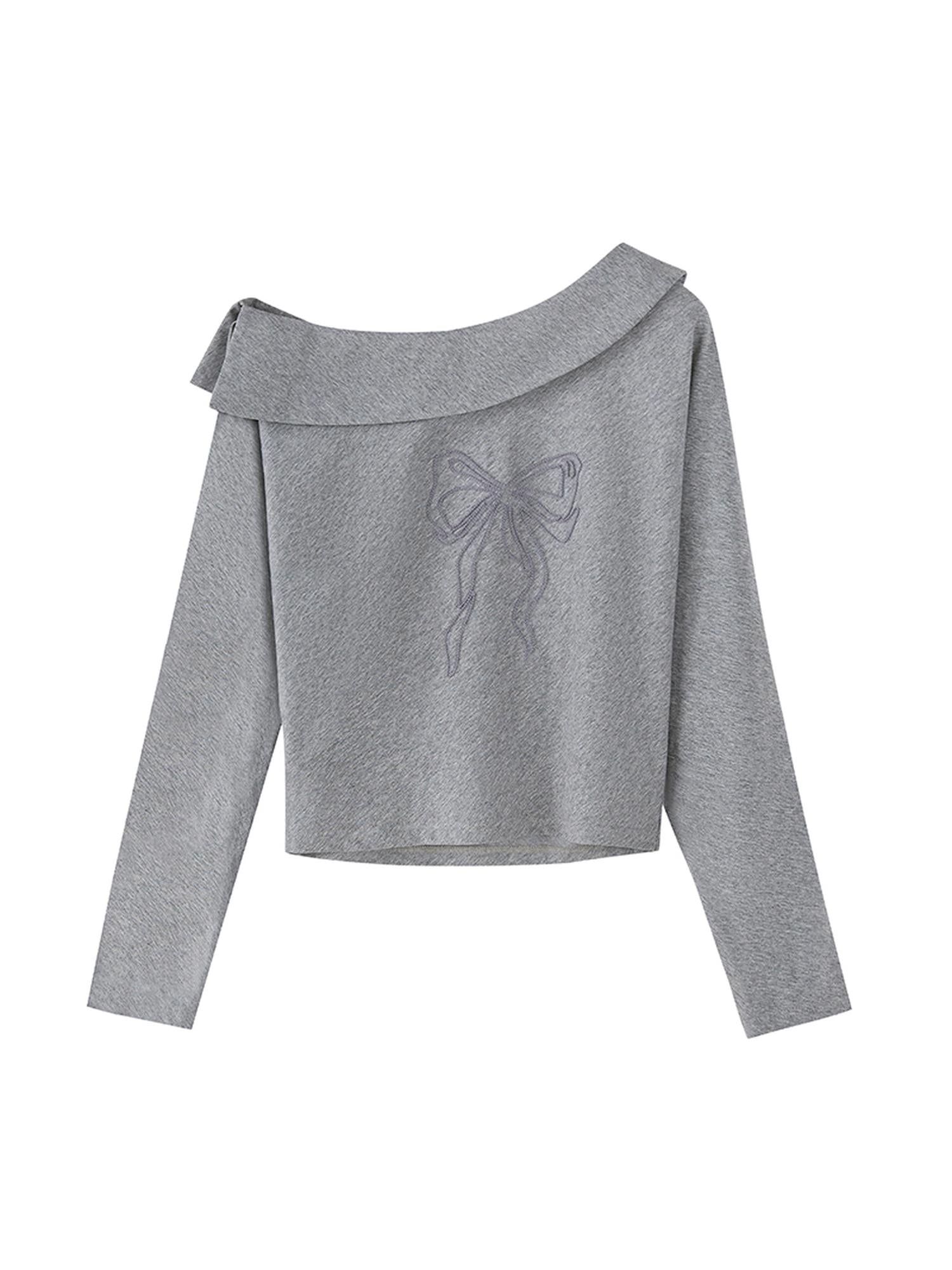 DIDDI MODA Butterfly Knot Off Shoulder Hoodie Split Hem Sport Skirt Set