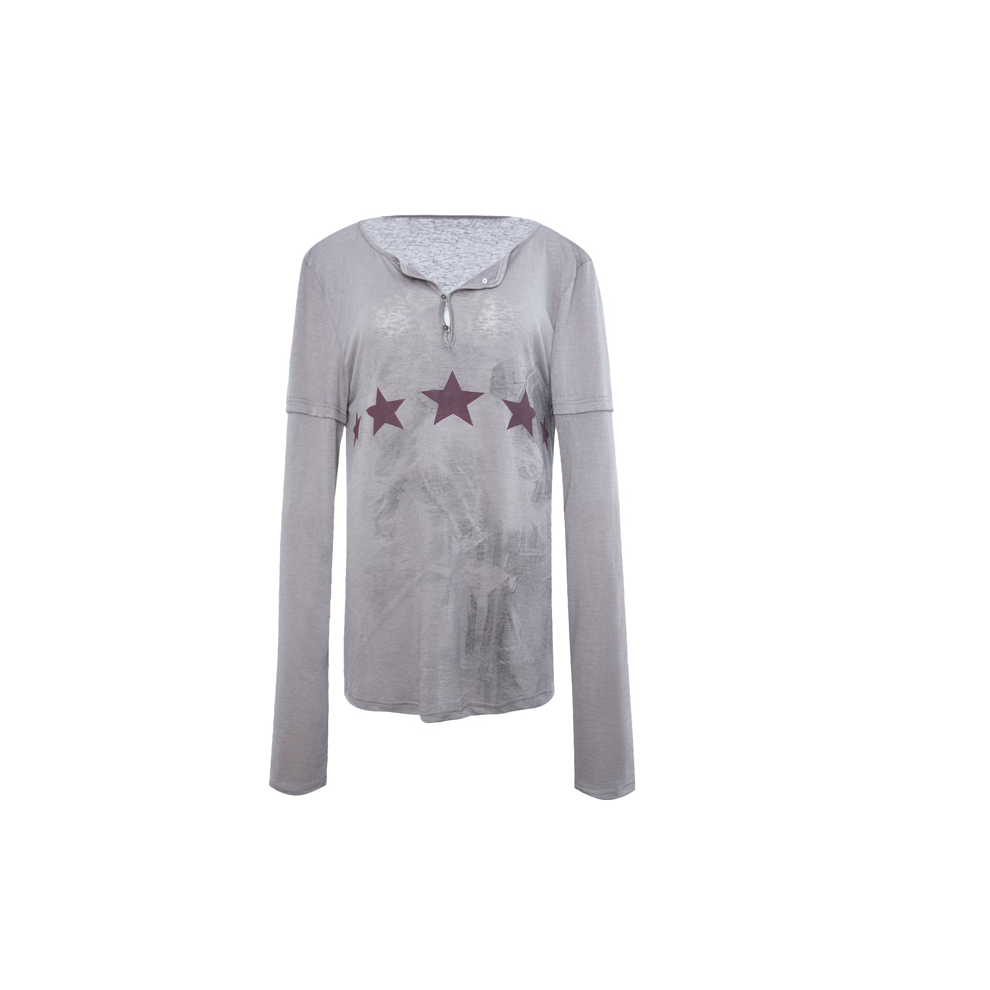 V Neck Loose Long Sleeve Sunscreen Printed T Shirt