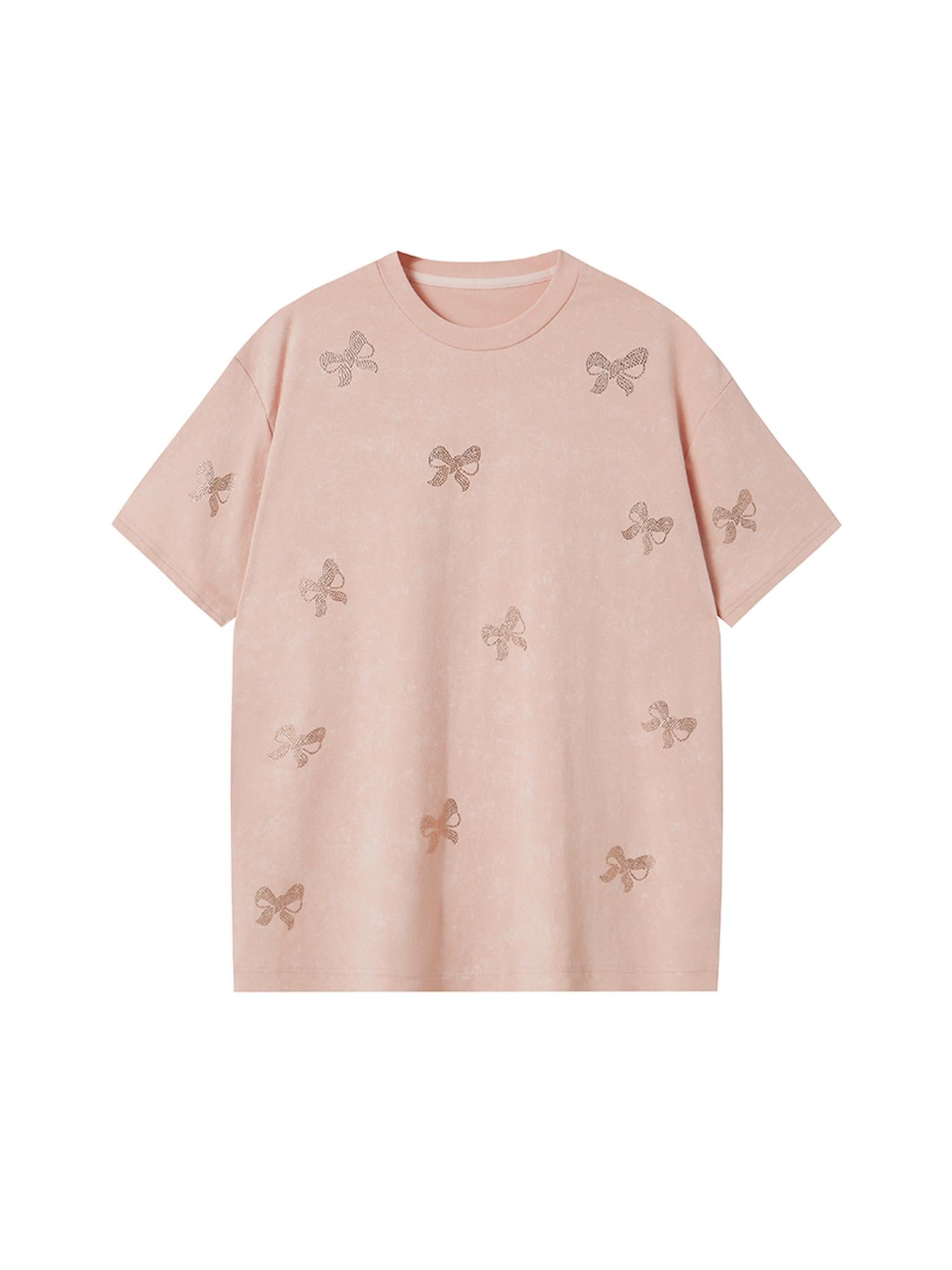 DIDDI MODA Butterfly Print Cotton Tee Slit Skirt Set