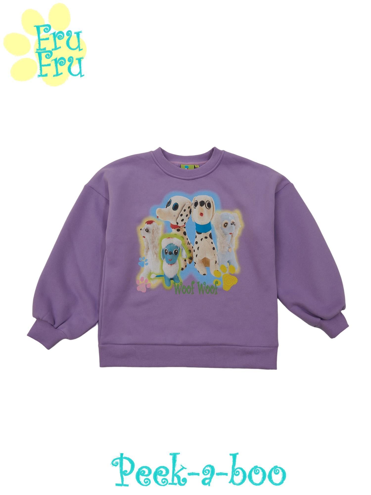 Frufru Gulu Purple Fleece Lined Dalmatian Print Oversized Sweatshirt