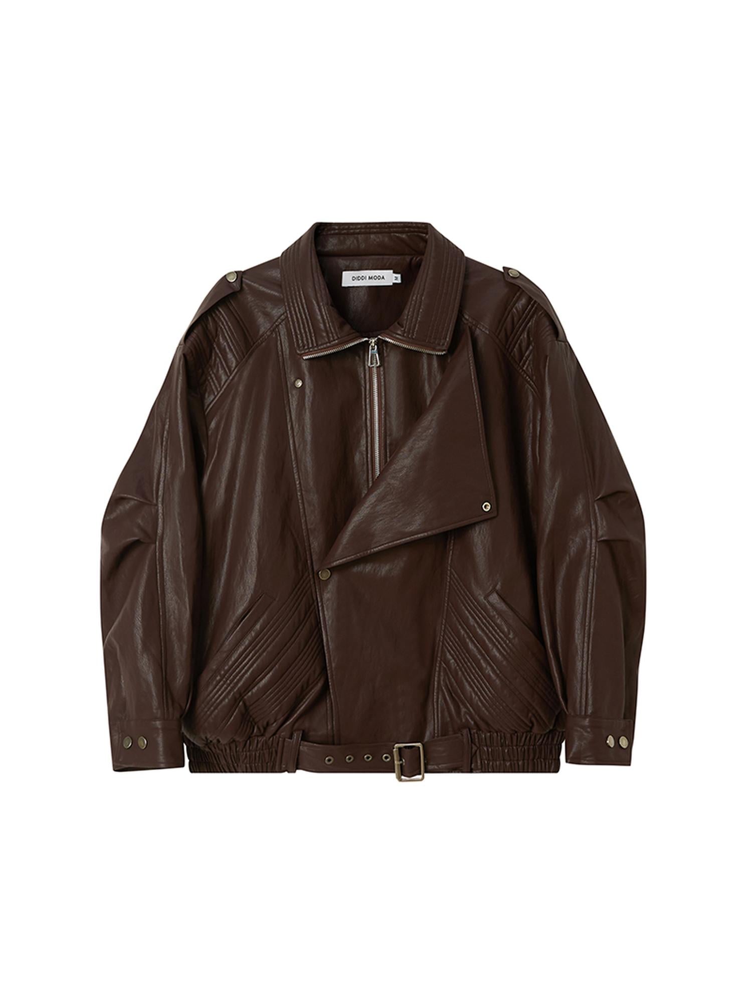 DIDDI MODA Retro Modern Quilted Pu Leather Jacket