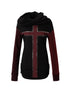 Dark Punk Wasteland Slouchy Hooded Striped Long Sleeve T-Shirt