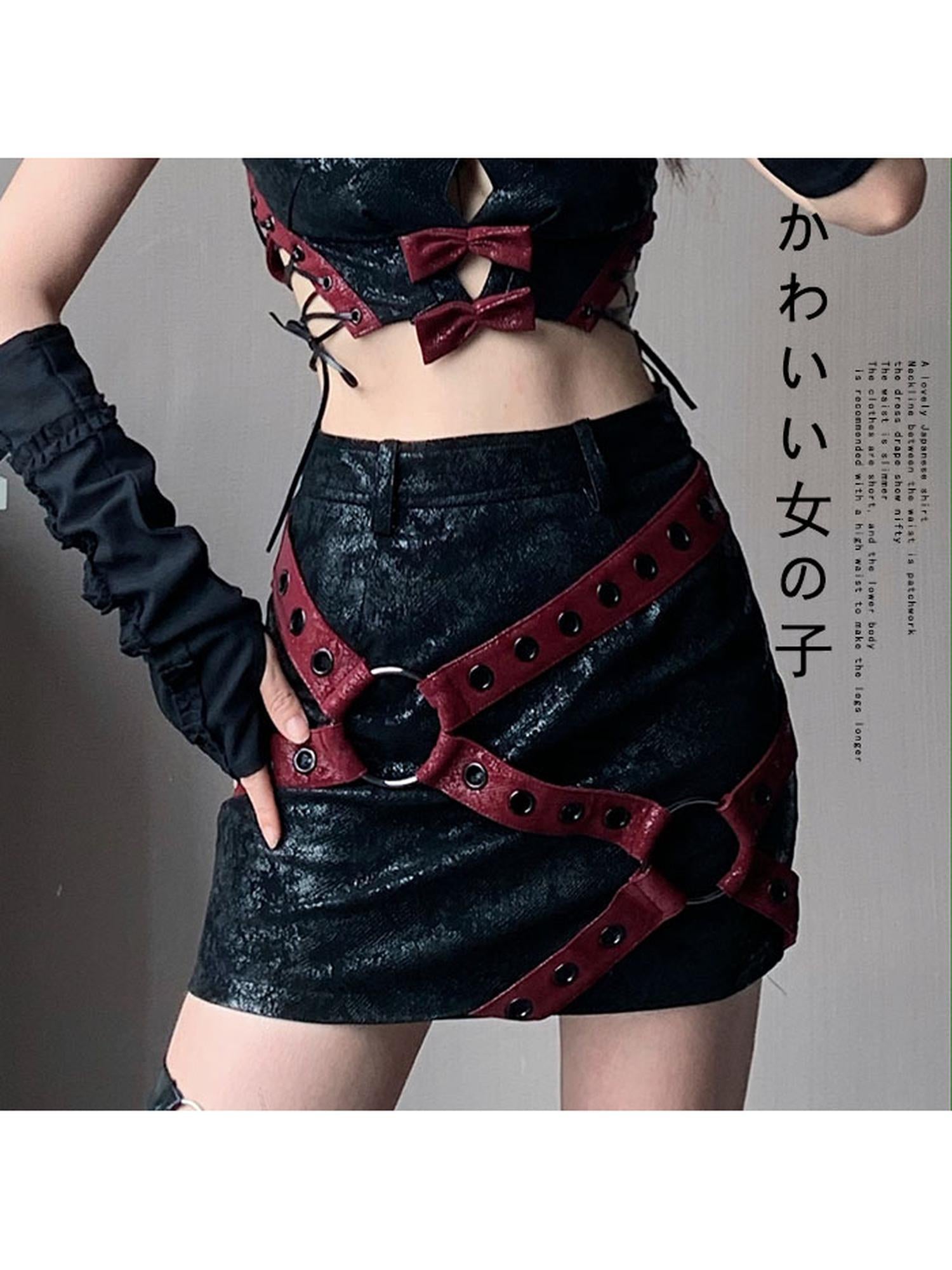 WSW WUSHENWU Napoleon Lock Leather Moto Skirt For Chic Riders