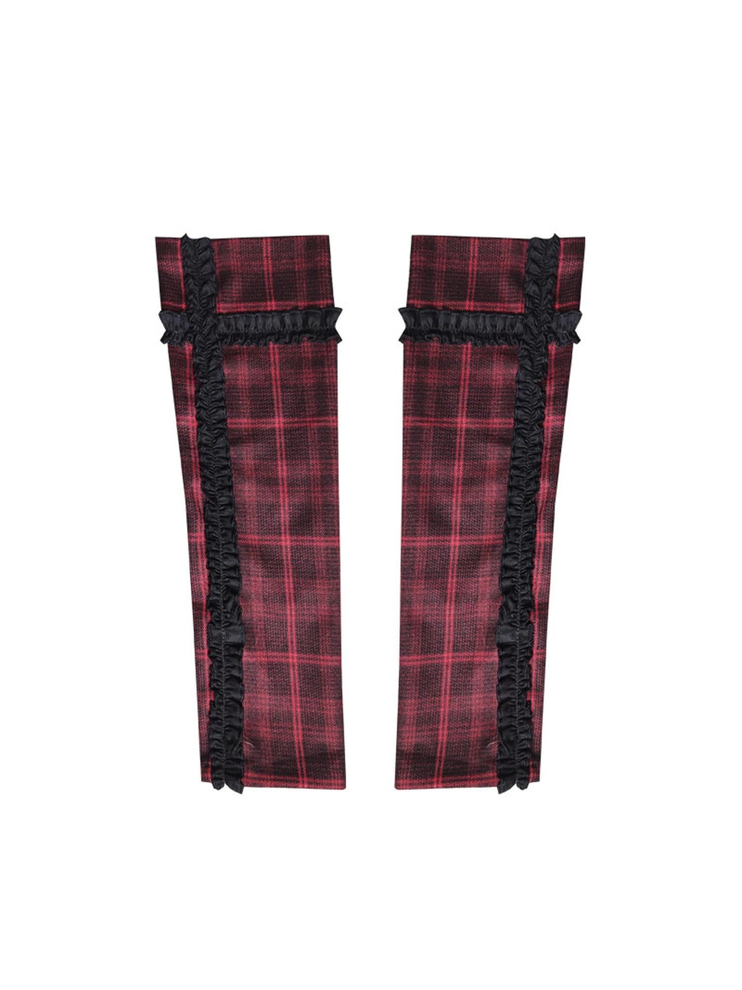 WSW WUSHENWU Rock Chic Red Black Plaid Sleeveless Top