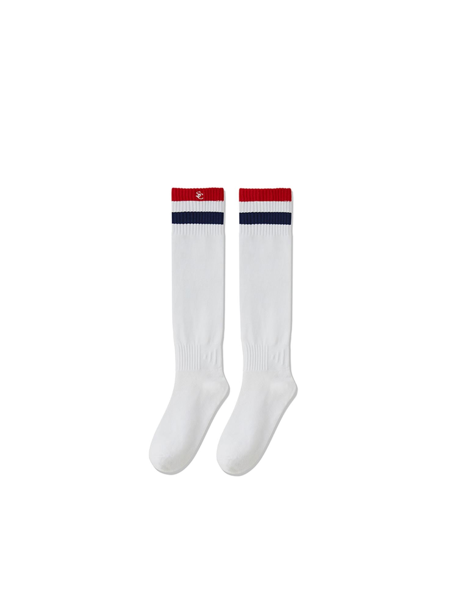 SweetChilling Sporty Bold Embroidered Striped Knee Socks