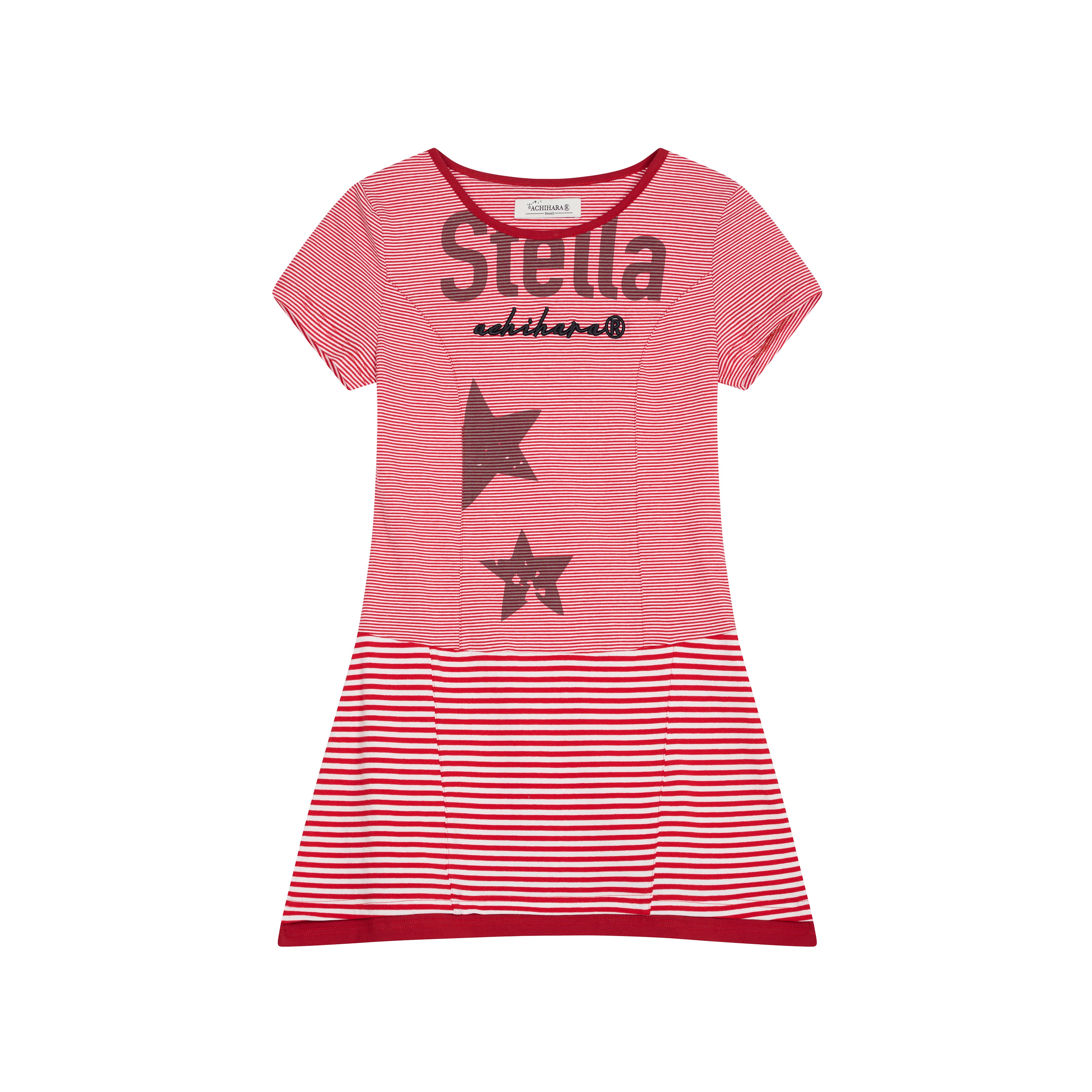 Achihara Striped Short T-Shirt Dress With Contrast Hem Dresses