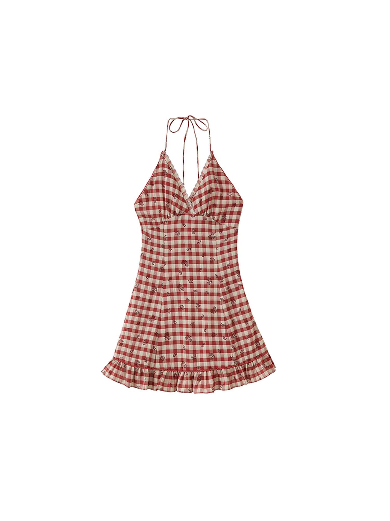SweetChilling Summer Farmhouse Embroidered Halter Neck Dress