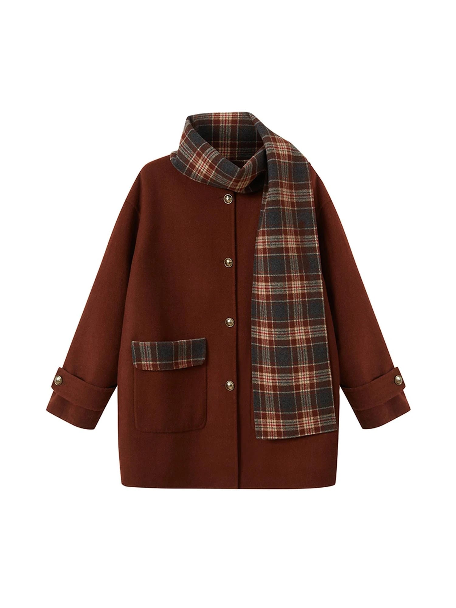 Reversible Plaid Wool Coat Dual Wear Vintage Style