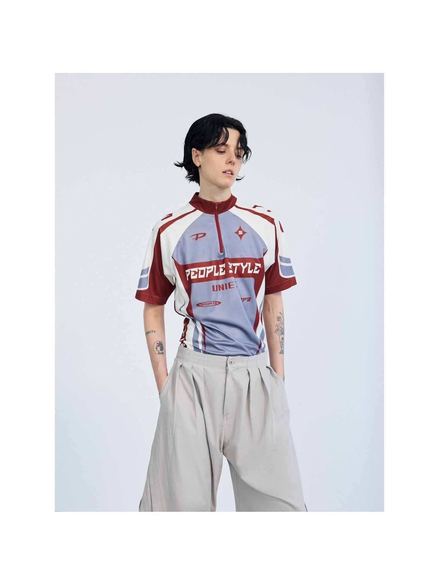 Peoplesense Cycling Inspired Contrast Color Quick Dry Tee