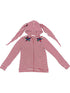 Cozy Bunny Ears Hoodie Red Grey Stripes Pajama Set
