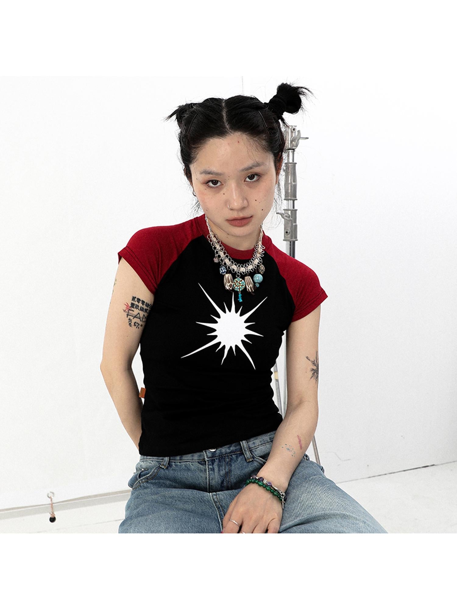 Achihara Vintage Mercury Tee 2 0 Patchwork Unisex Summer Top