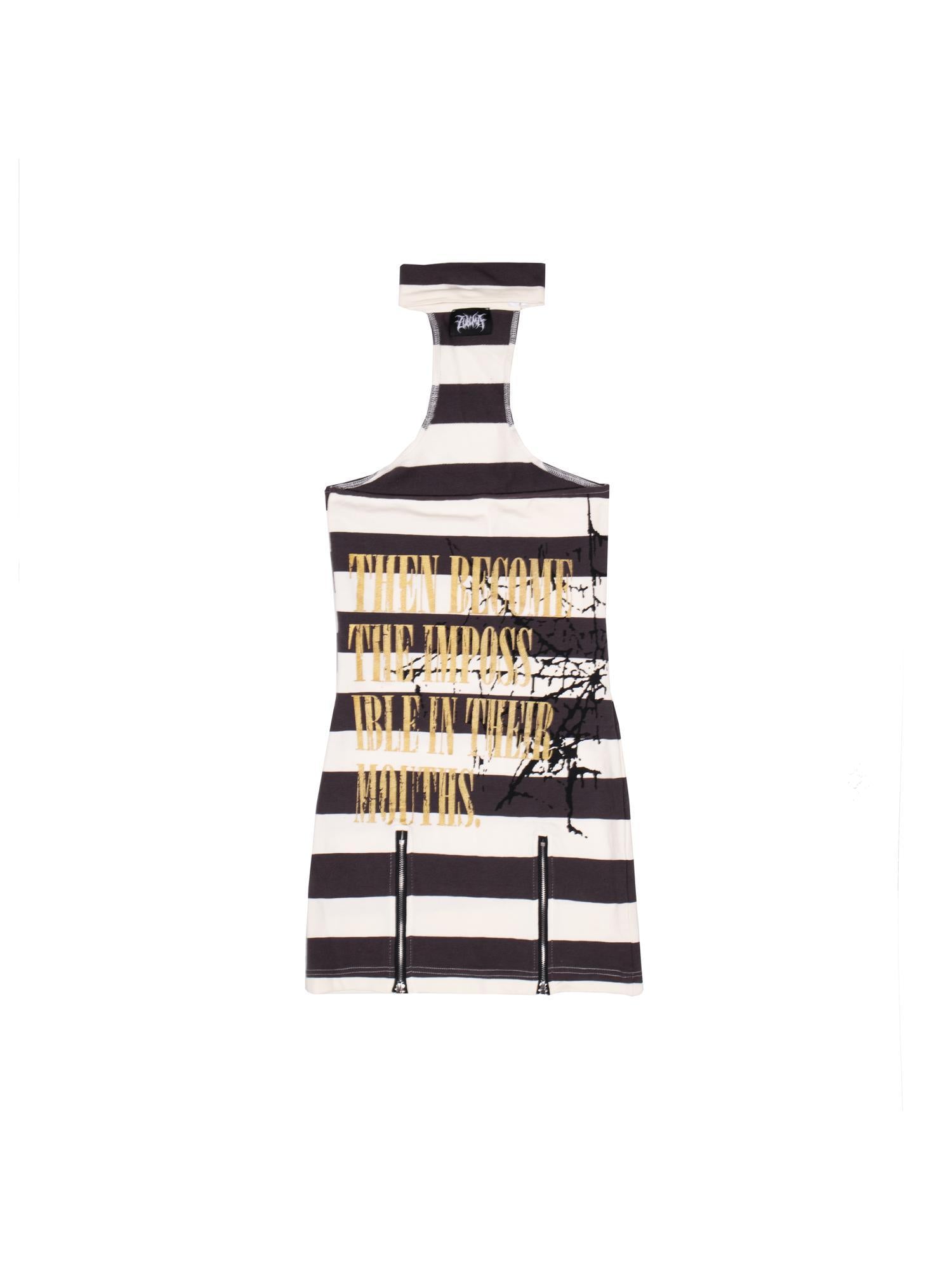 ARIADNAw Bronze Slim Striped Punk Mini Dress