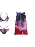 Printed 4-Piece Swim Set with Scarf & Skirt