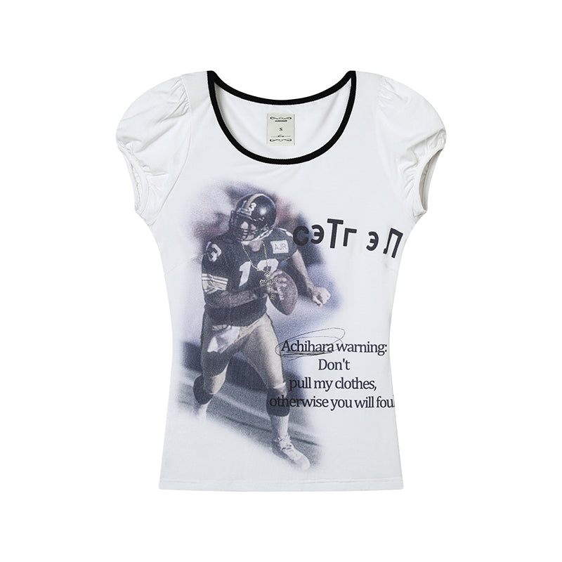 Achihara 2025 Rugby Print Short Sleeve Cropped T-Shirt