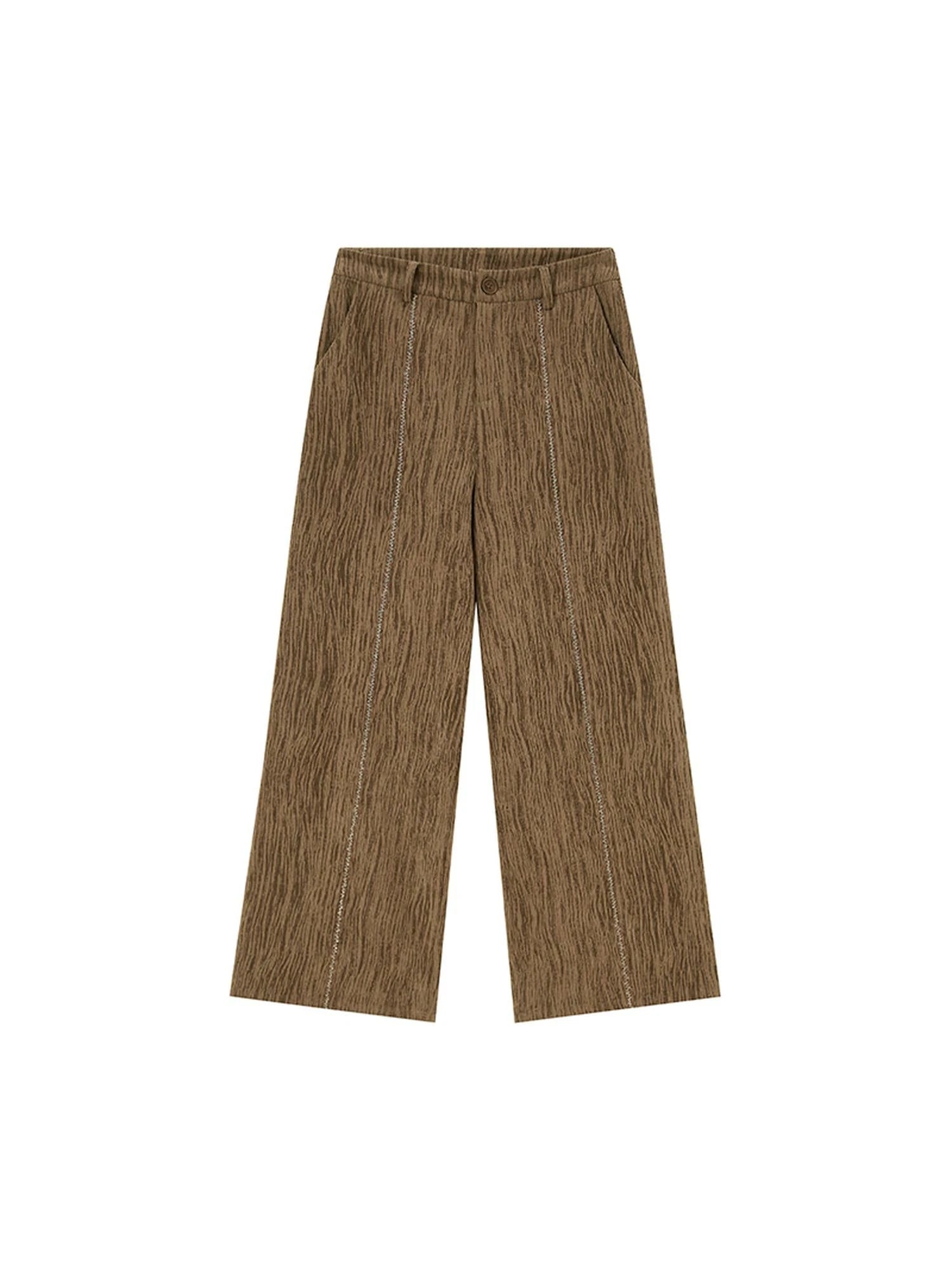 Retro Brown Wide Leg Trousers With Straps
