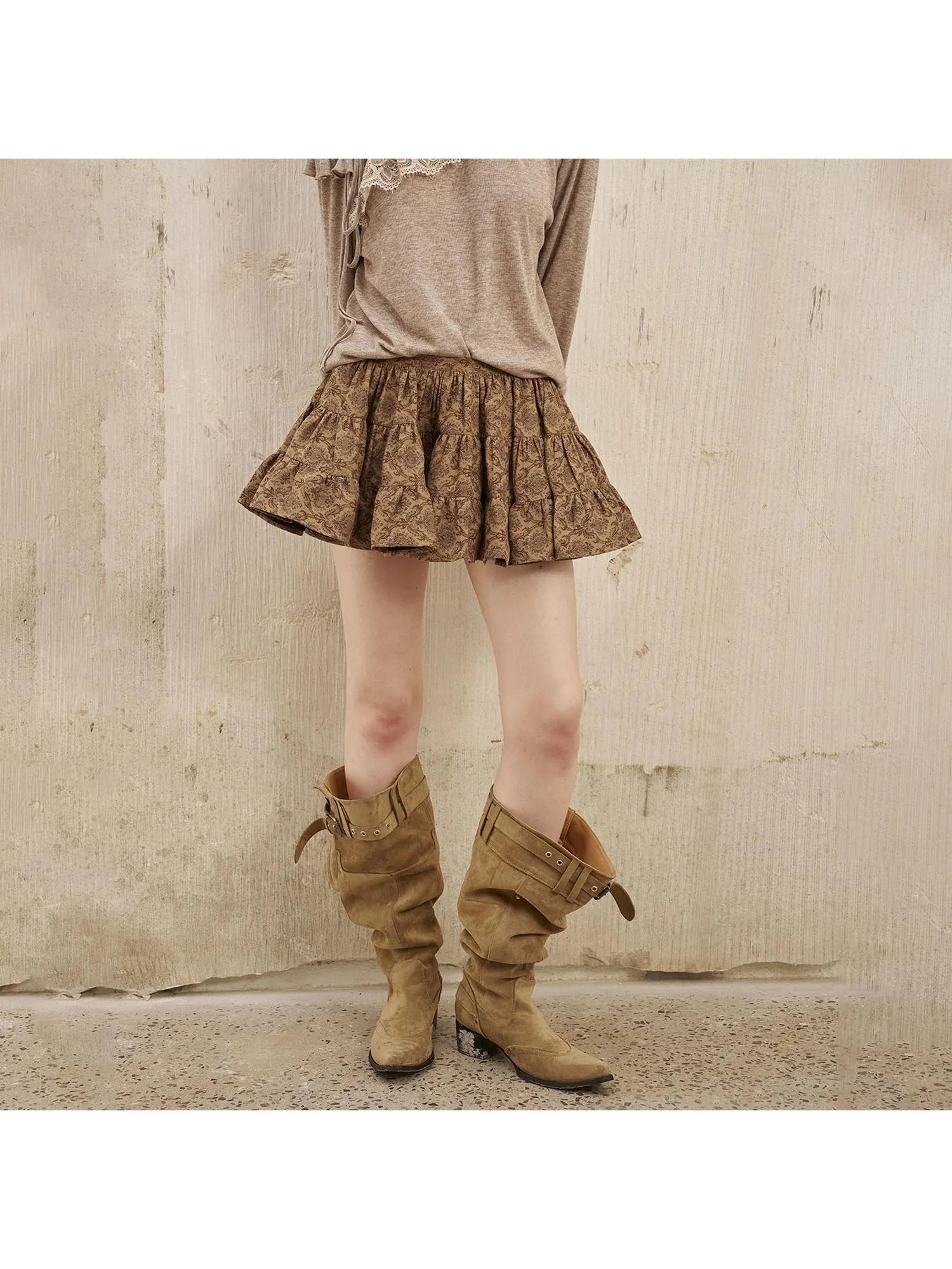 Bohemian Floral A Line Mini Puff Skirt