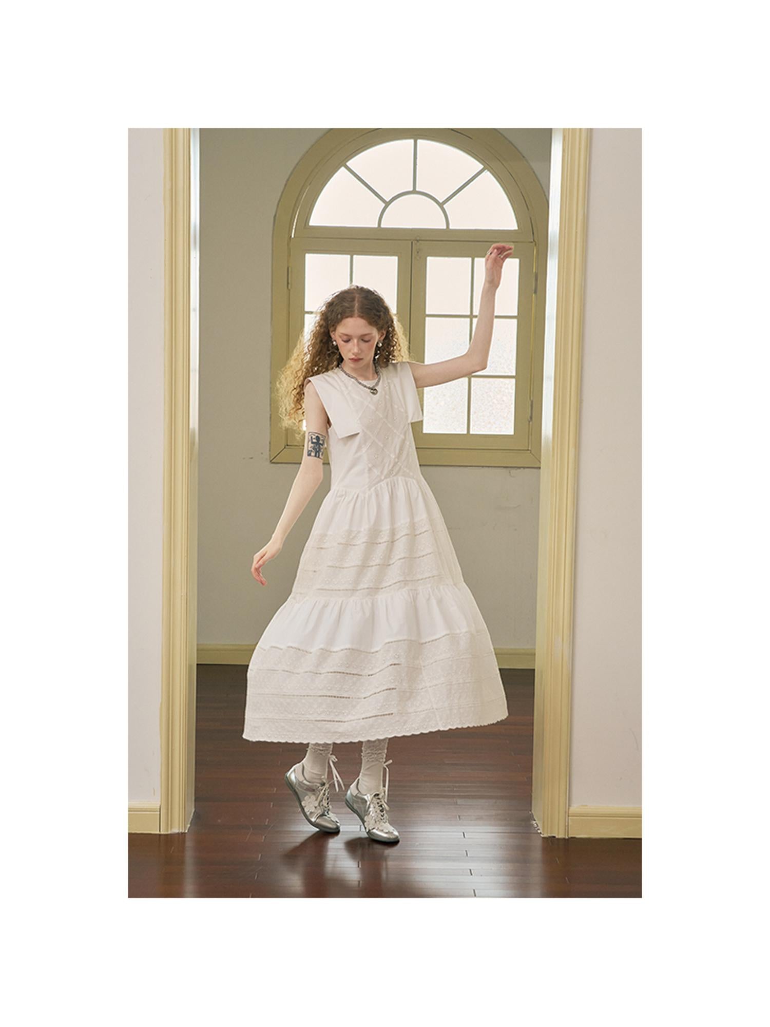 DIDDI MODA Floral Lace French Sleeve Dress