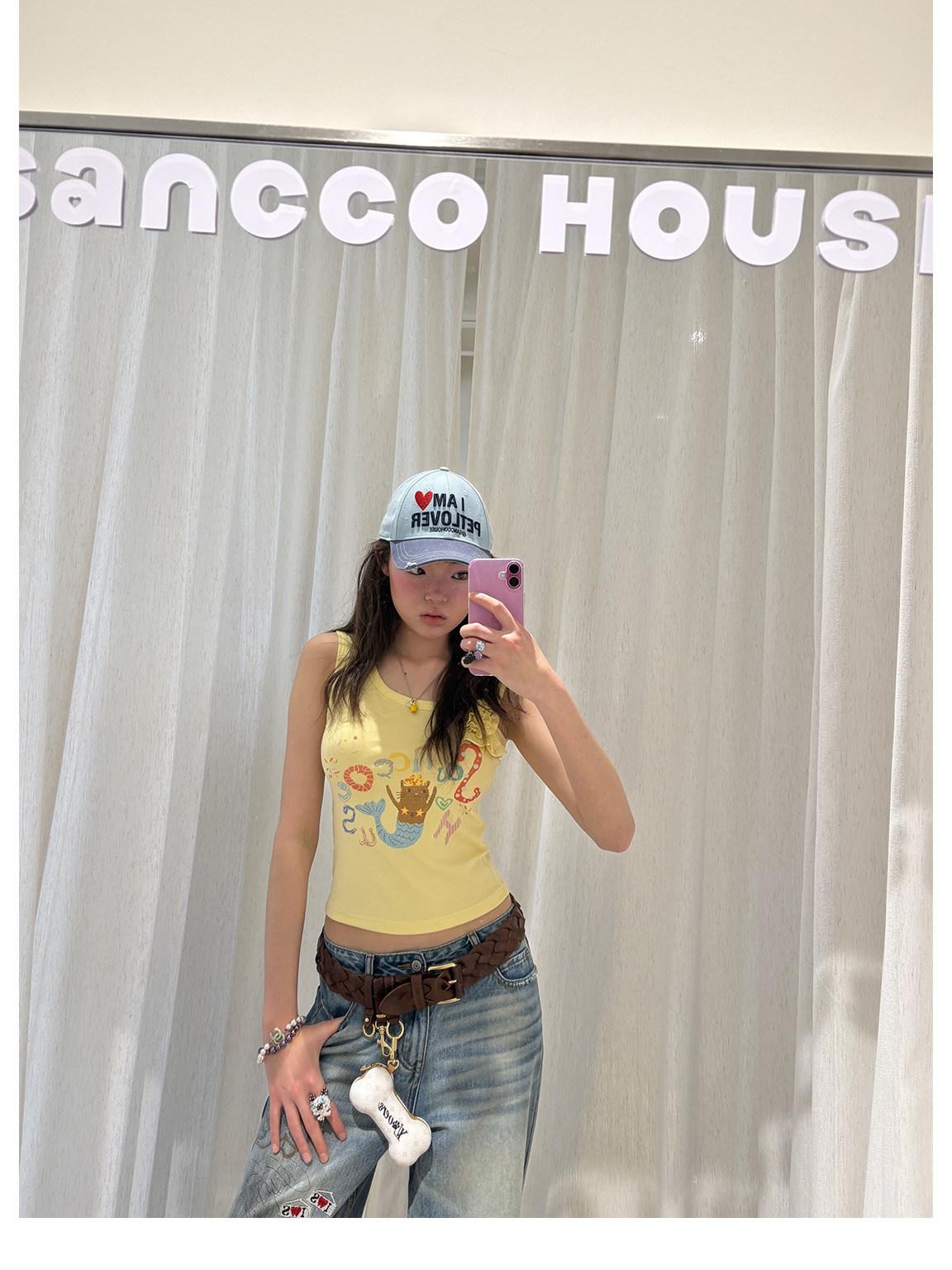 sancco house Asymmetric Floral Print Cropped Fitted Women&
