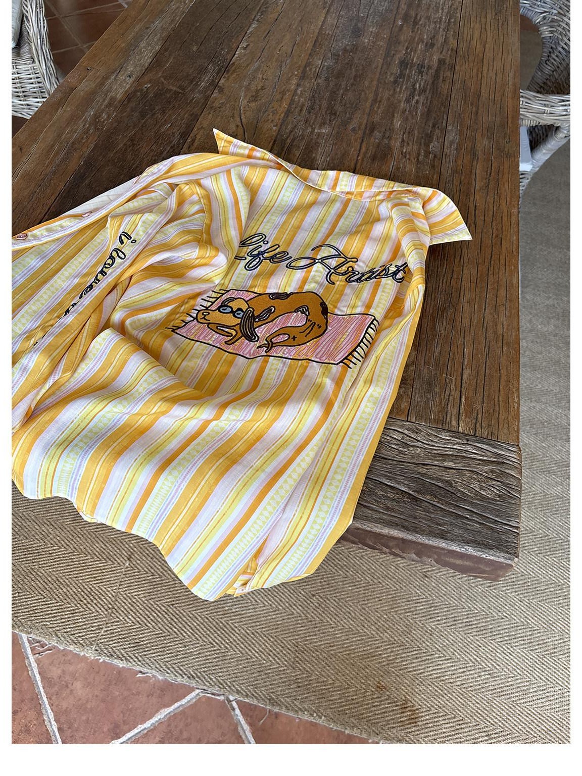 sancco house Beach Striped Dog Embroidery Women&