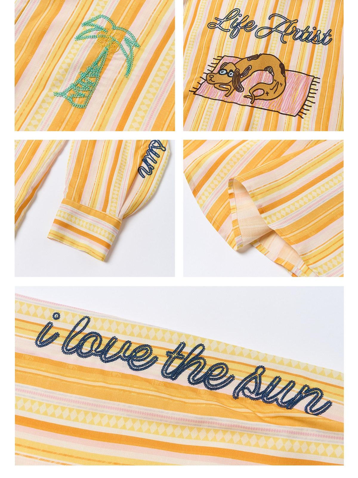 sancco house Beach Striped Dog Embroidery Women&