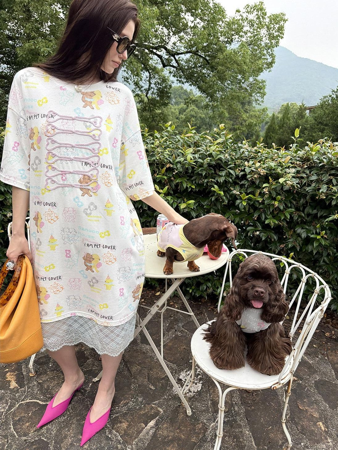 sancco house Beaded Dog Print Bone Rope Embroidery Women&