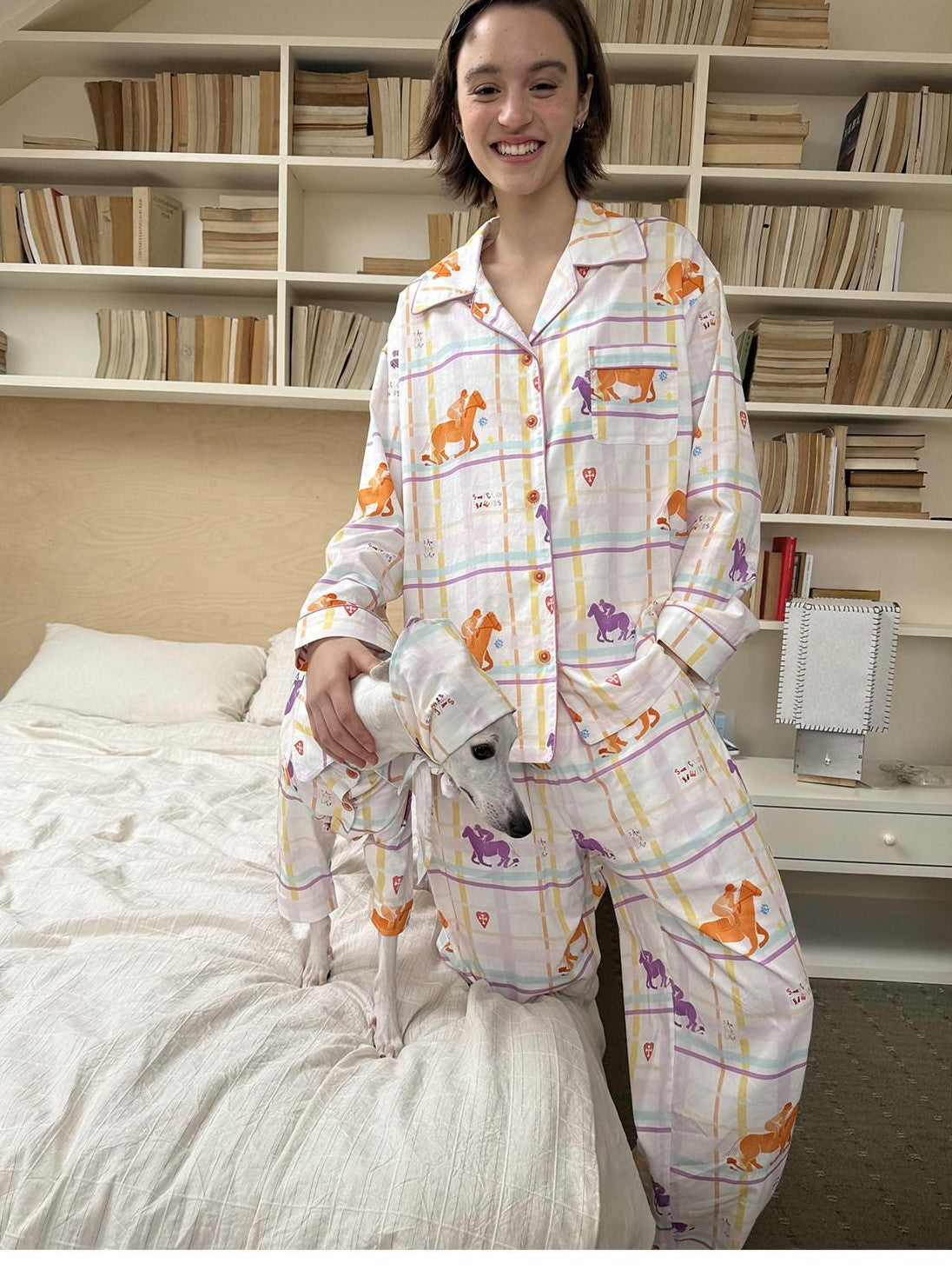 sancco house Circus Dog Print Plaid Women&