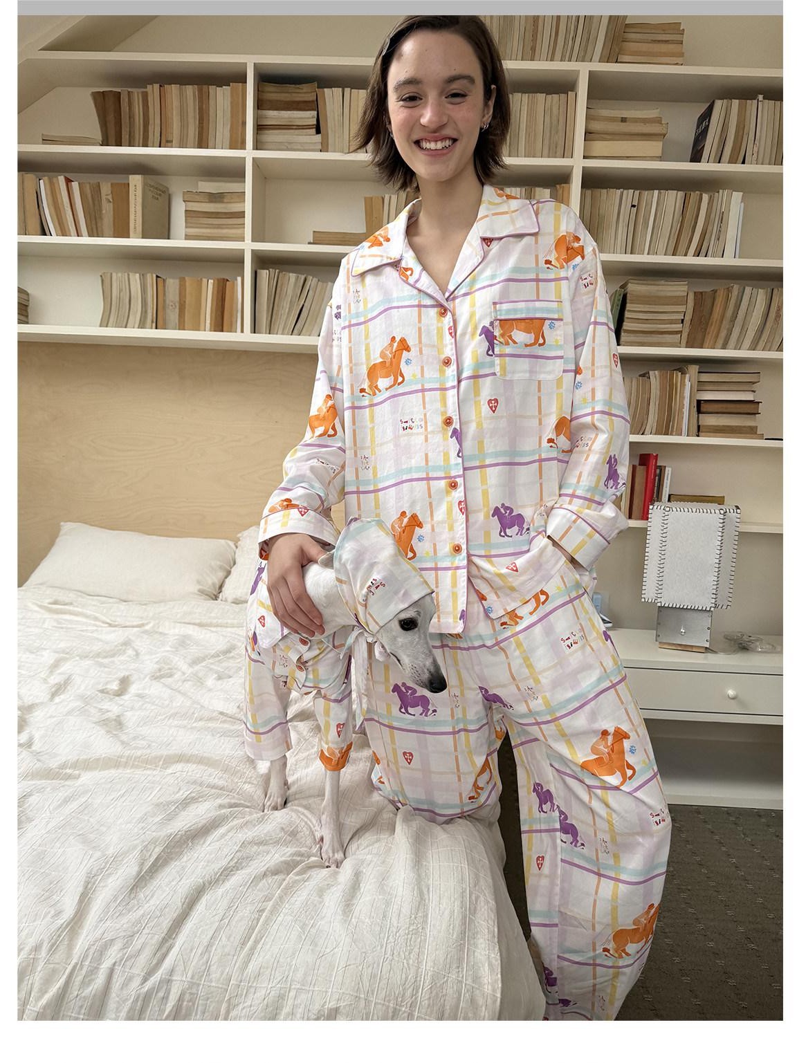 sancco house Circus Puppy Plaid Shirt Collar Women&