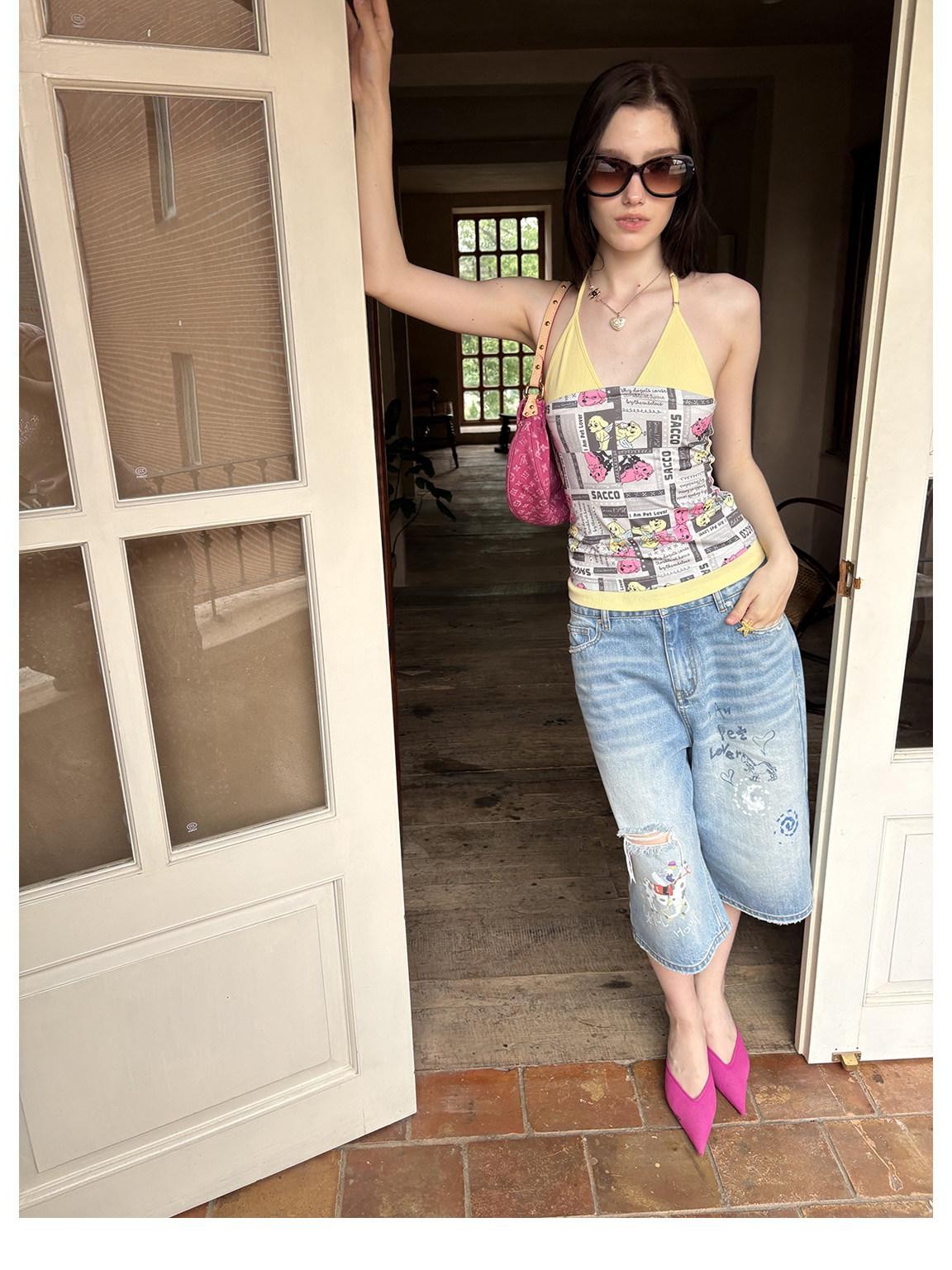 sancco house Colorblock Illustration Adjustable High Stretch Women&