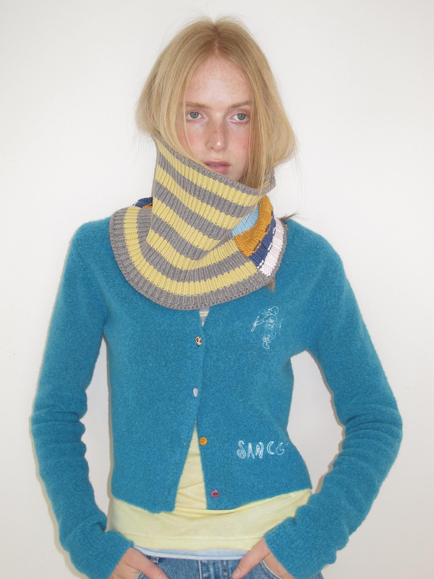 sancco house Colorblock Round Neck Embroidered Letter Women&