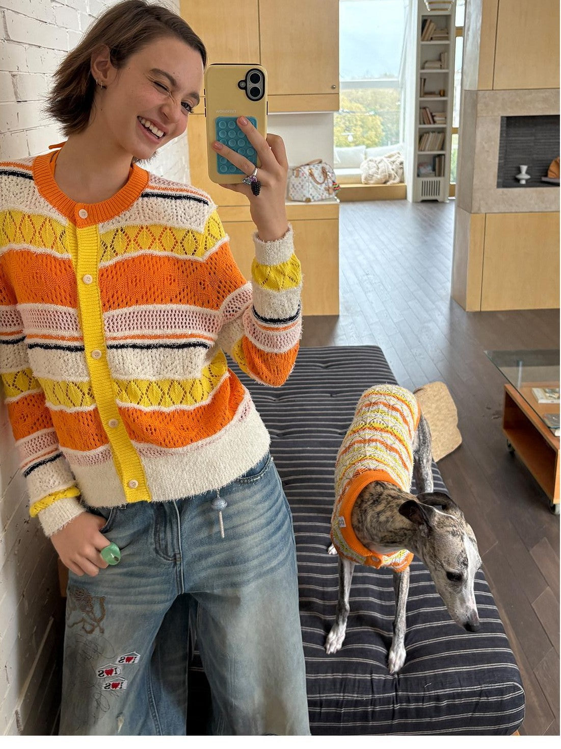 sancco house Colorful Striped Openwork Colorblock Knitted Women&