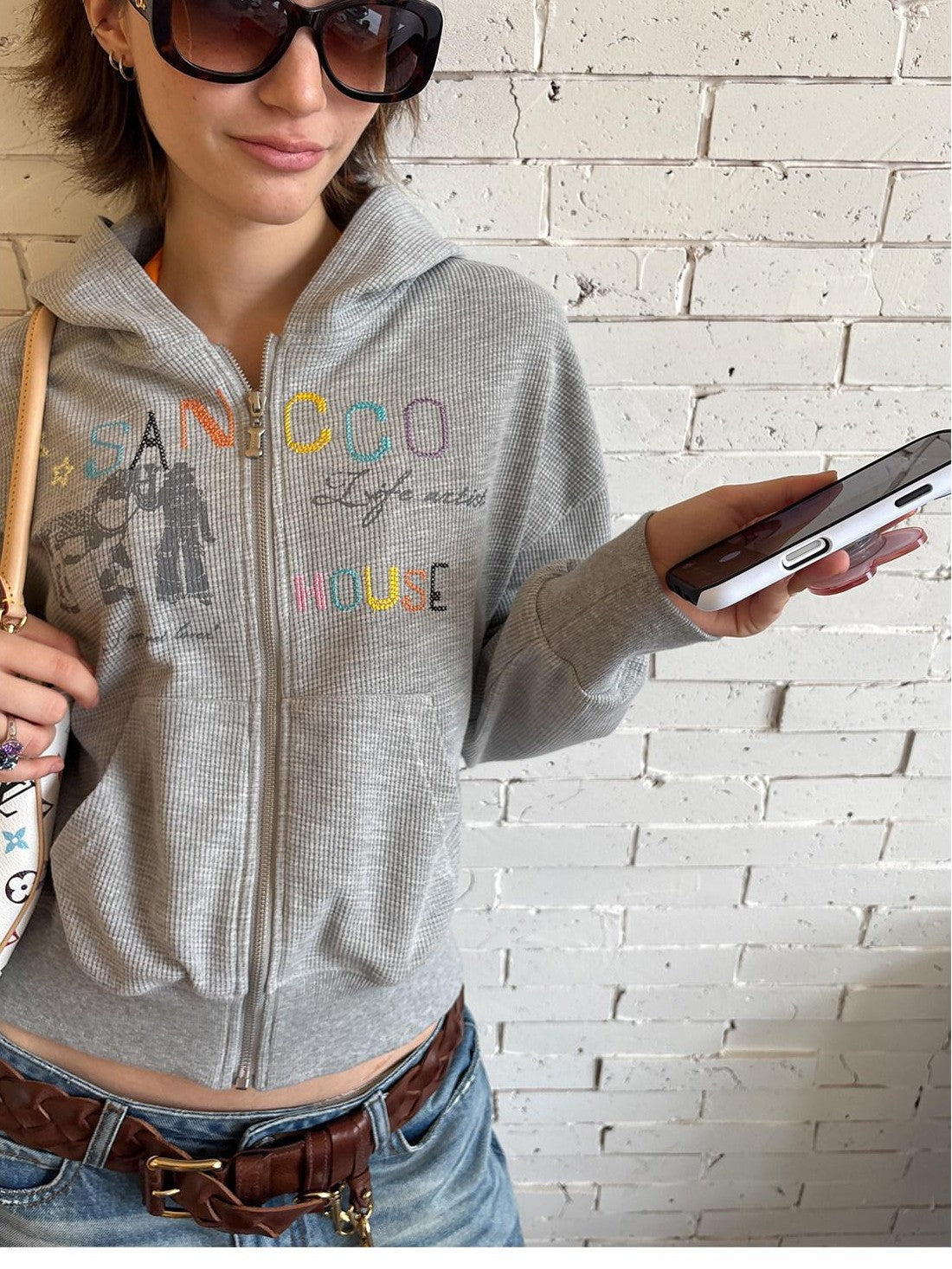 sancco house Cropped Graffiti Print Two Piece Women&