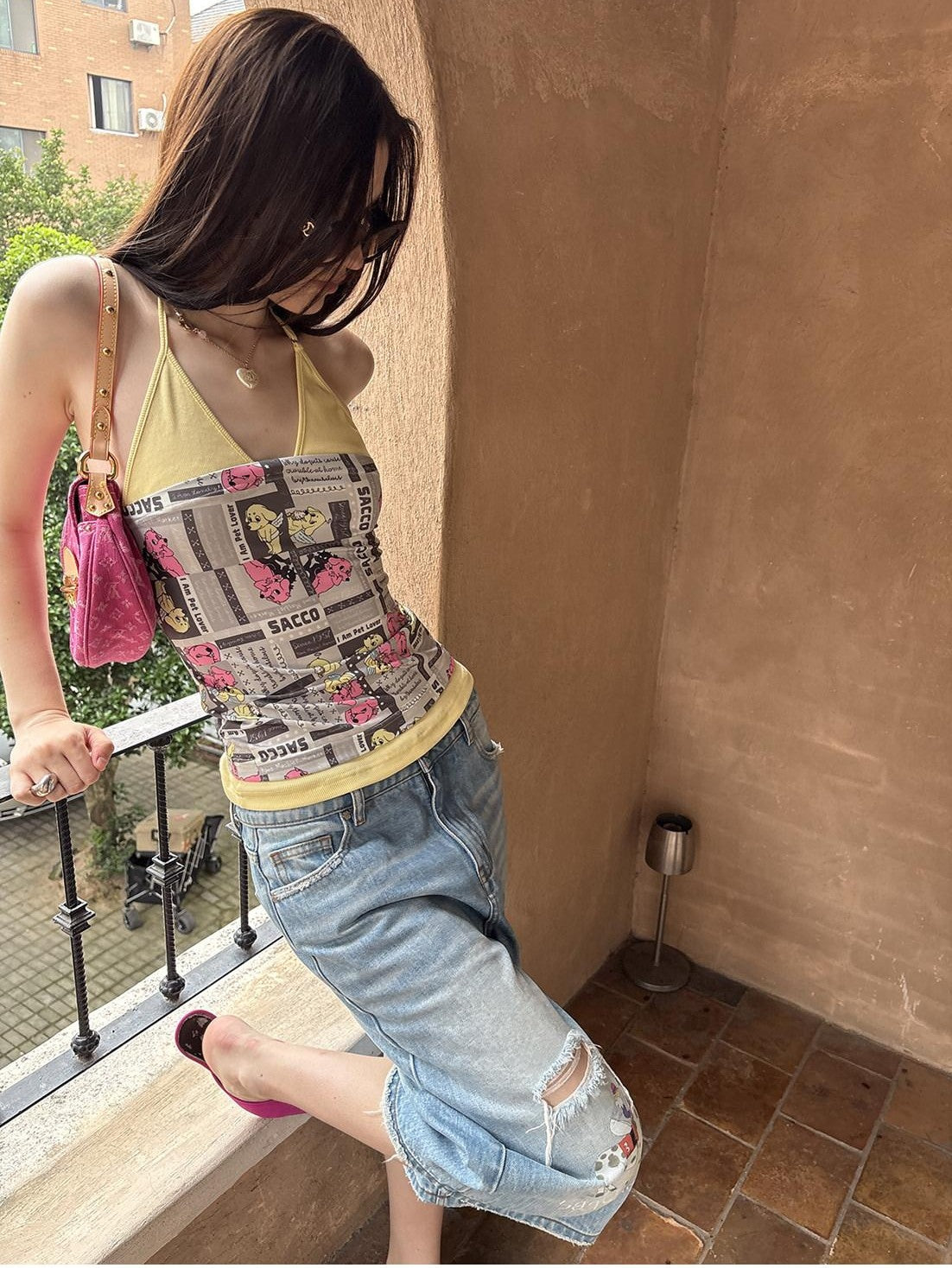sancco house Illustrated Colorblock Adjustable High Stretch Women&