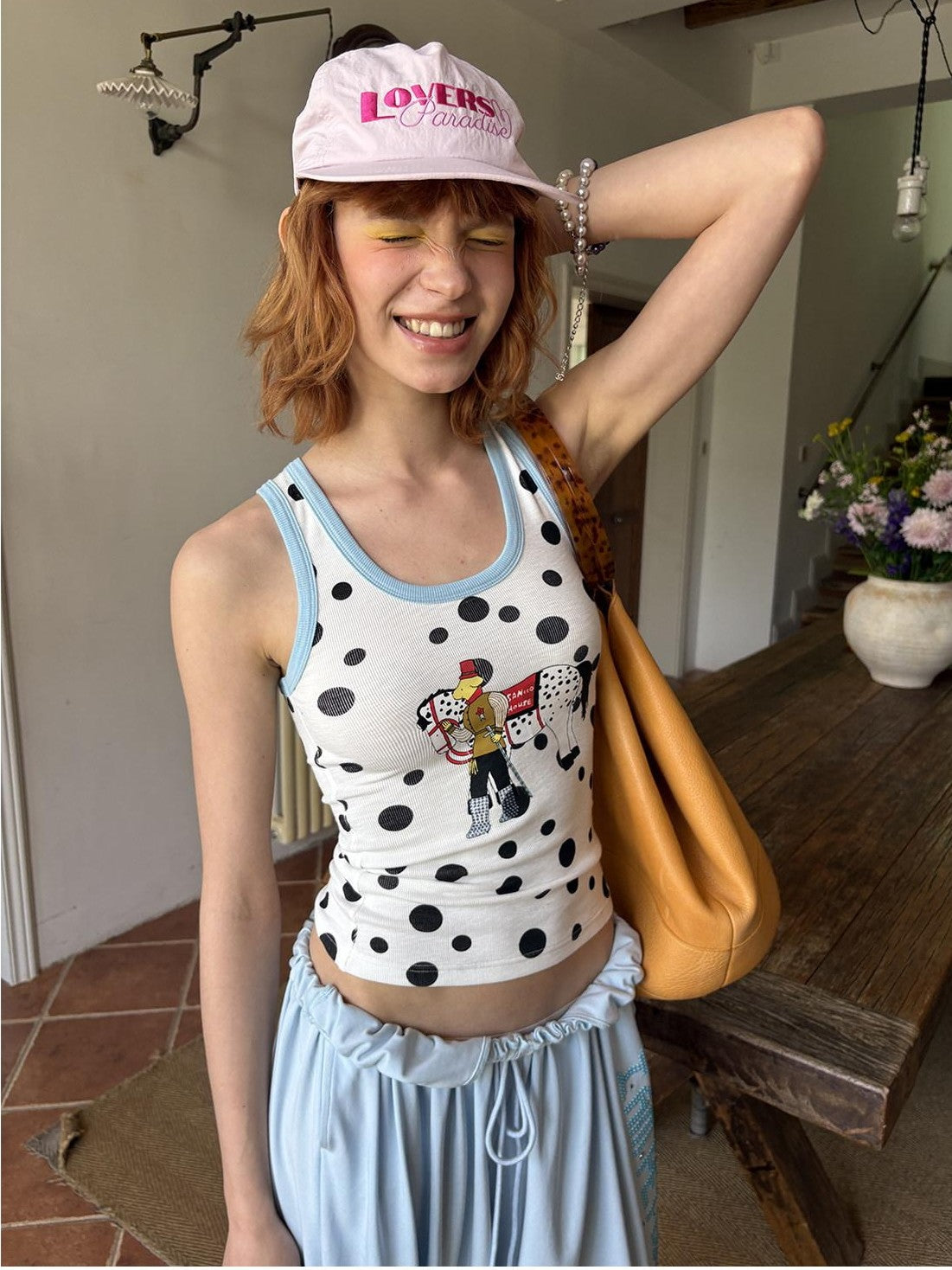 sancco house Knight Puppy Polka Dot Print Racerback Women&