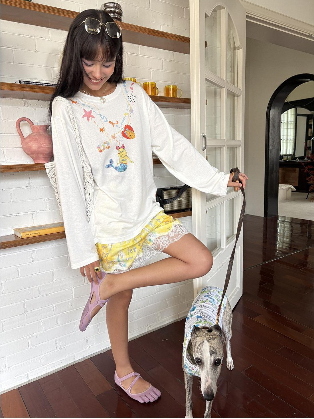sancco house Mermaid Puppy Sequin Embroidery Women&