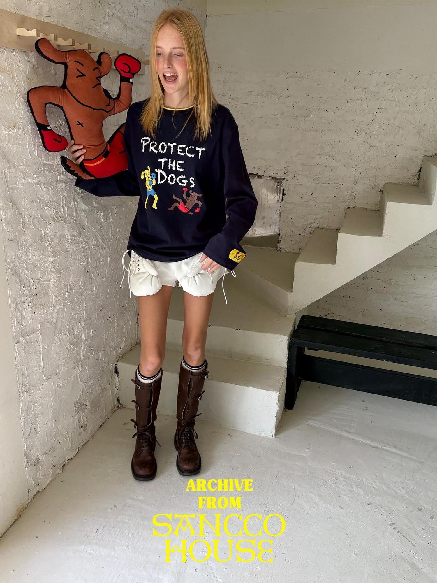 sancco house Navy Dog Print Oversized Women&