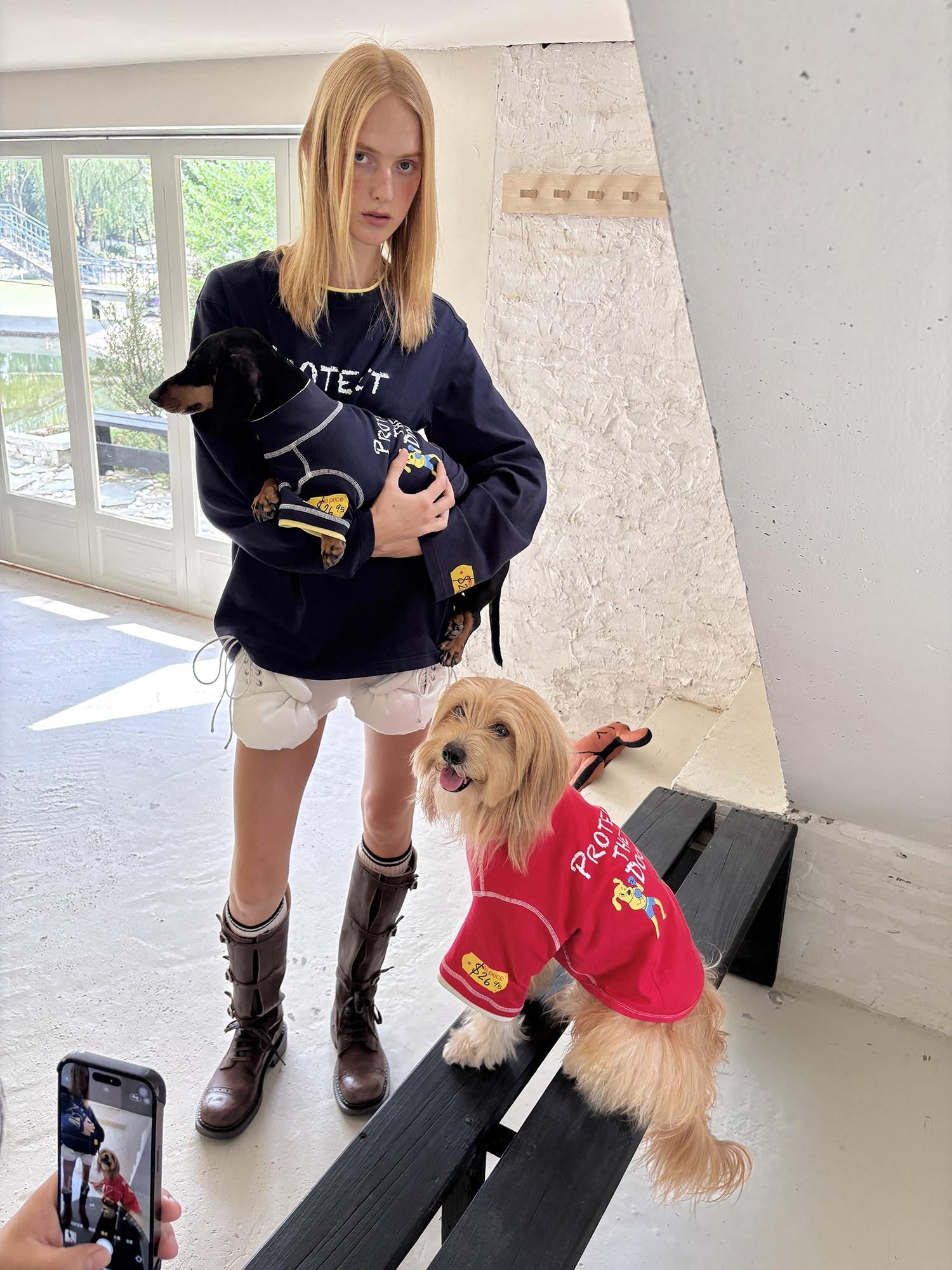 sancco house Navy Dog Print Oversized Women&